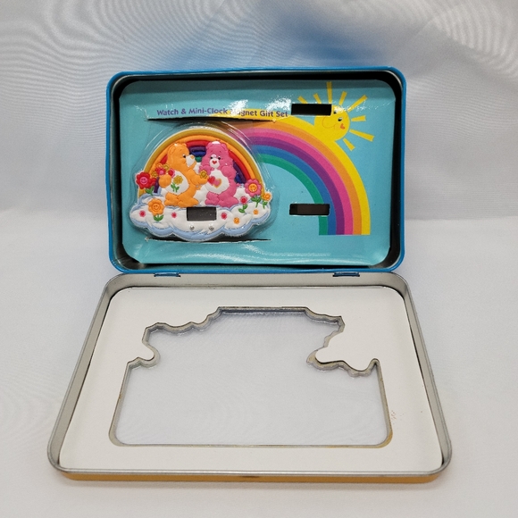 2003 Care Bears Mini-Clock Magnet Gift Set With Case Tin Vintage - Picture 3 of 11